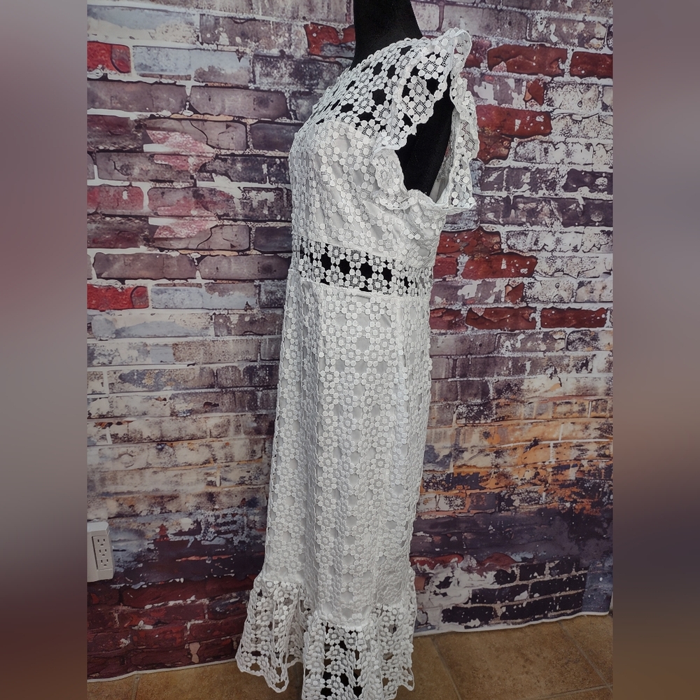 Petal & Pup White Crochet Midi Dress - Picture 2 of 13